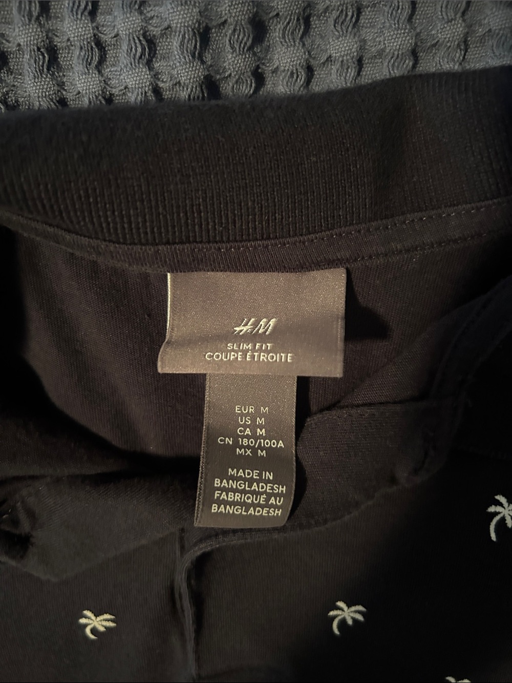 H&M Black Polo with Small White Palm Tree Embroidery - Picture 2 of 2